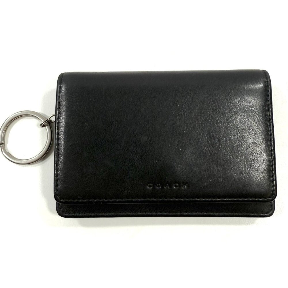 Vintage Coach Bedford Multifunction Wallet Black Leather Bifold Key Ring Y2K 90s